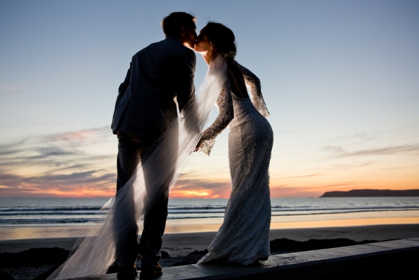 Sunset Romantic Kiss San Diego Beach Wedding Planner InStyle Event Planning